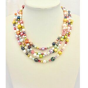 Freshwater Spring/Summer Natural & Dyed Pearl 76" Long Flapper Length Necklace